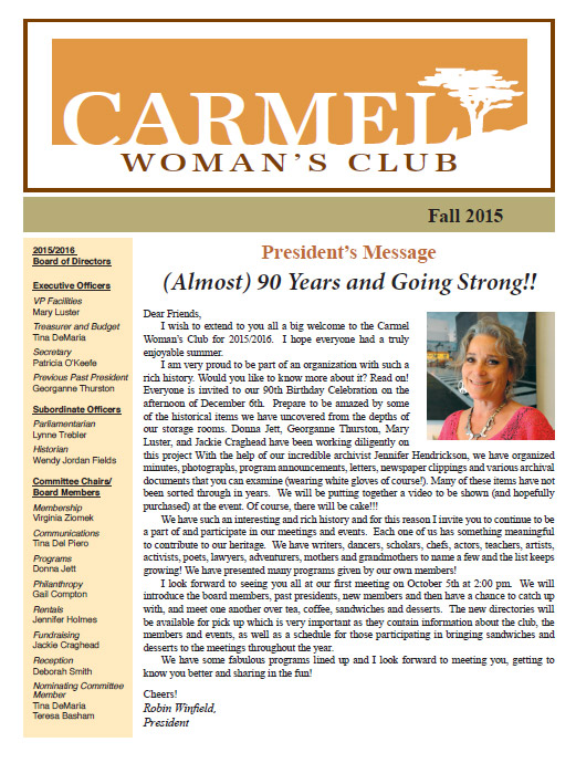 Carmel Women's Club Fall Newsletter