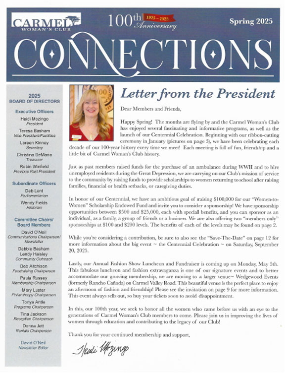 Carmel Womans Club Spring 2025 Newsletter