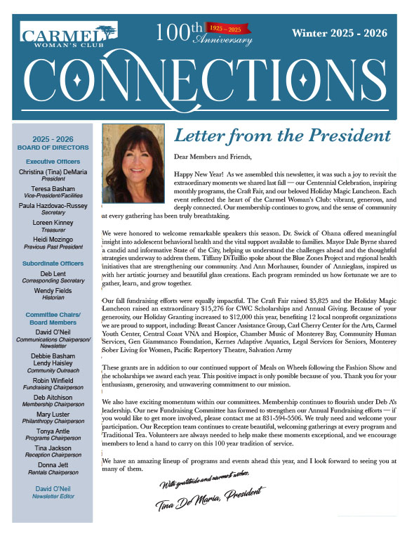 Carmel Womans Club Winter 2024-2025 Winter Newsletter